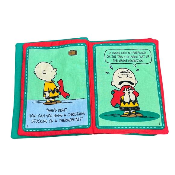 VTG Charlie Browns Christmas Stocking Soft Plush Fabric Book Charles M Schulz - Picture 3 of 9